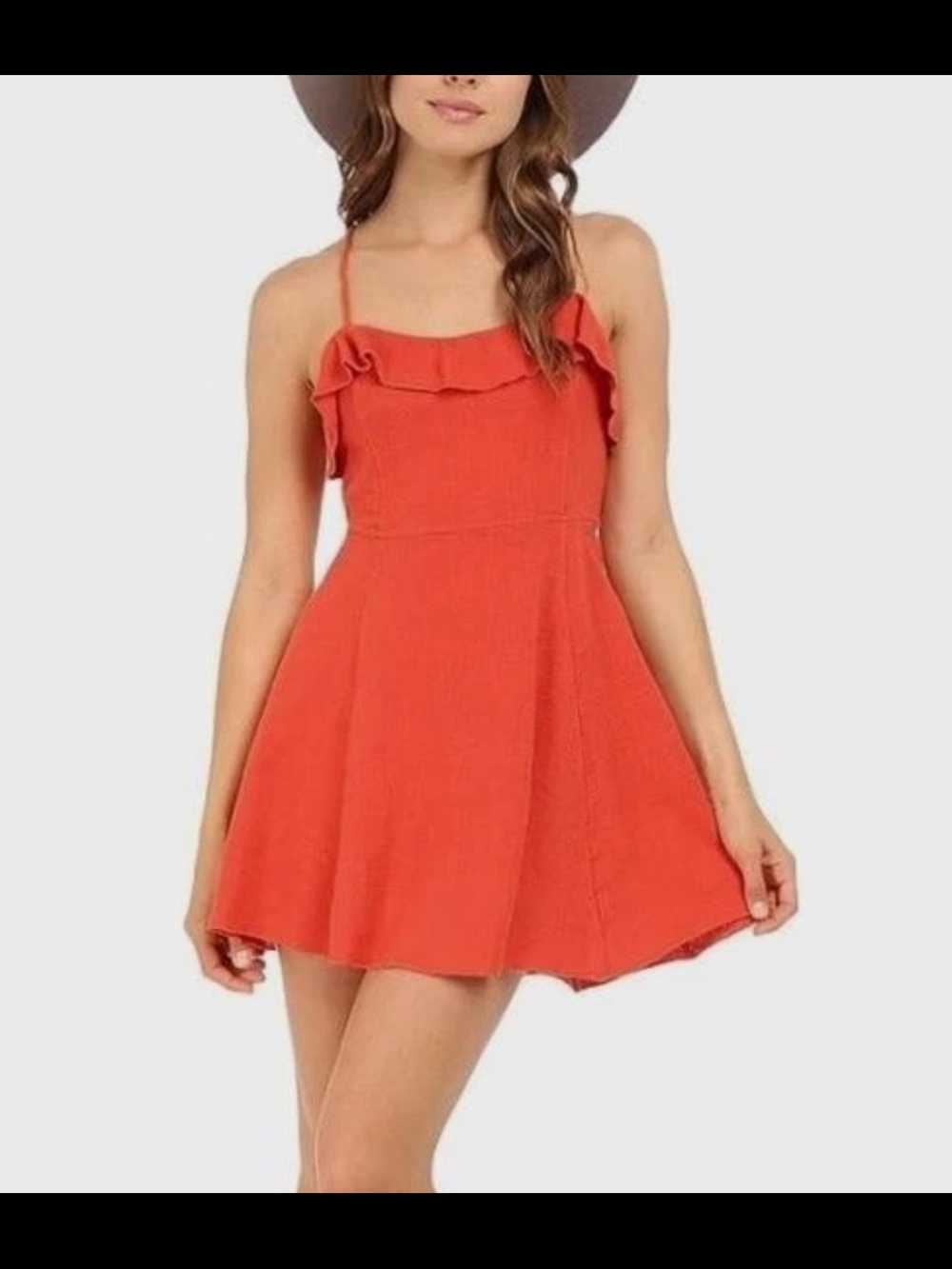 MAKE OFFER!! Free People - More Than a Mini Dress, Coral, Lace Up Back, Size L - Picture 7 of 10